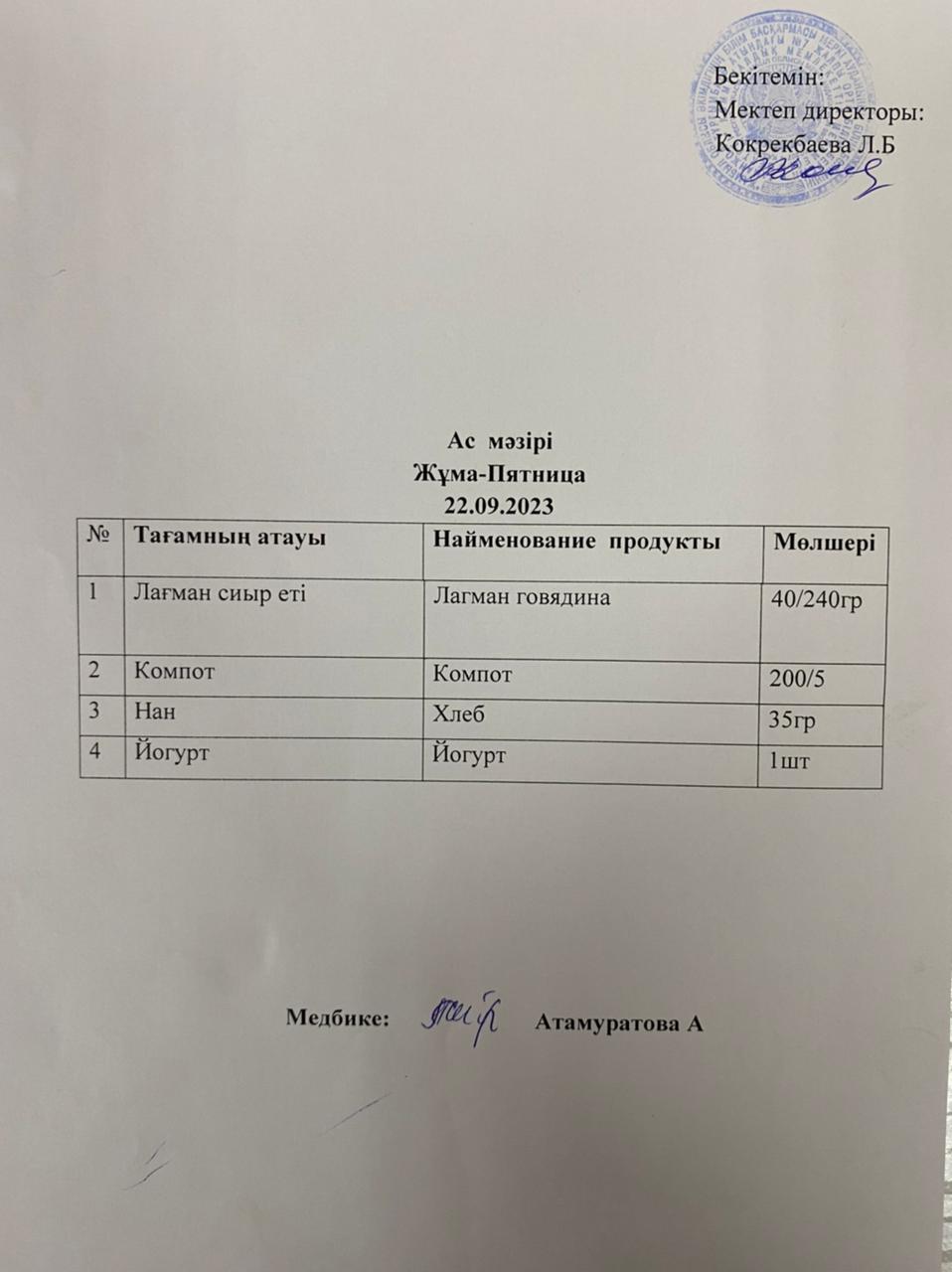 Ас мәзірі
